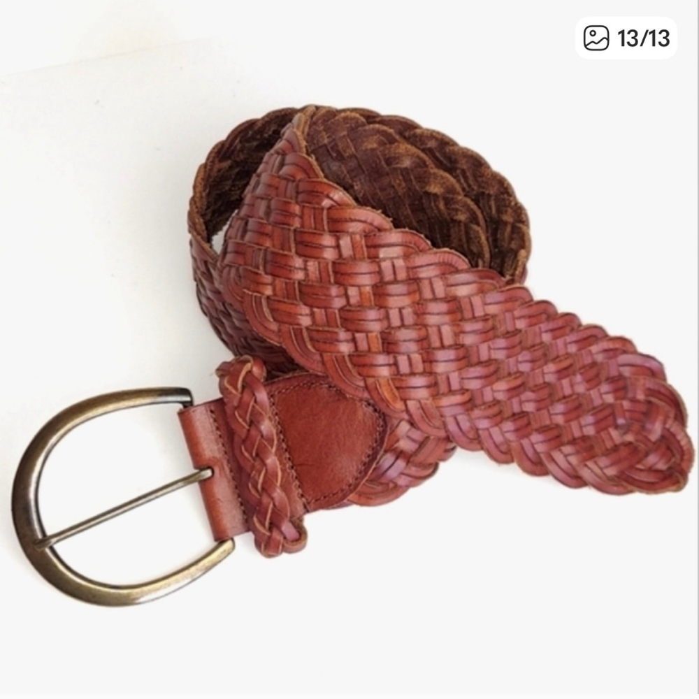 Express Brown Woven Leather Braided Belt - Picture 13 of 13